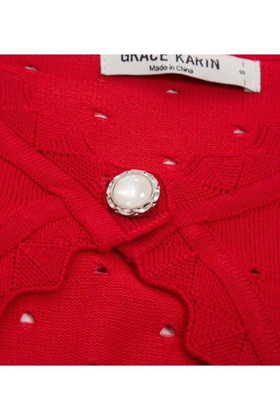 Bolero rosu tricotat 6077