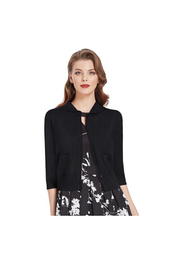 Cardigan negru cu guler 5963