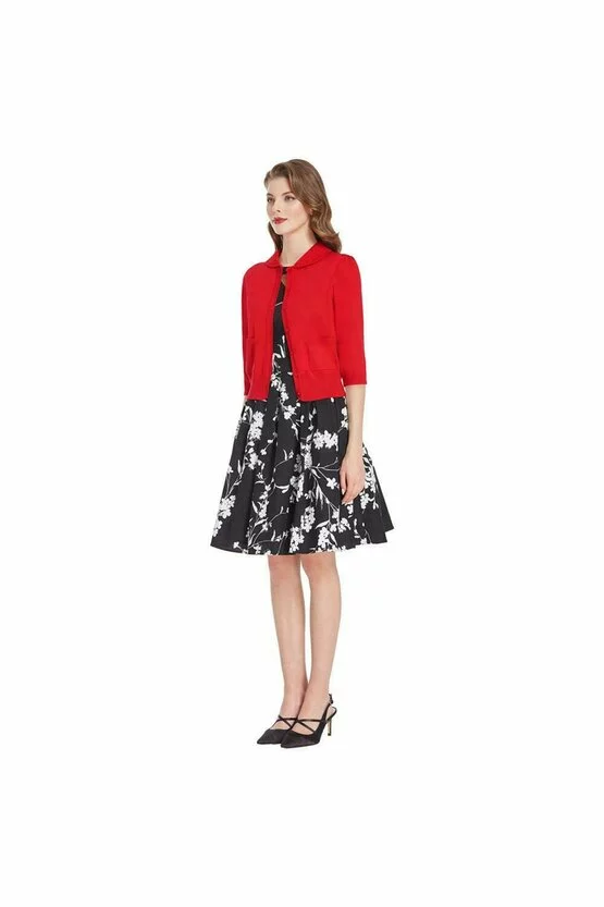 Cardigan rosu cu guler 5972