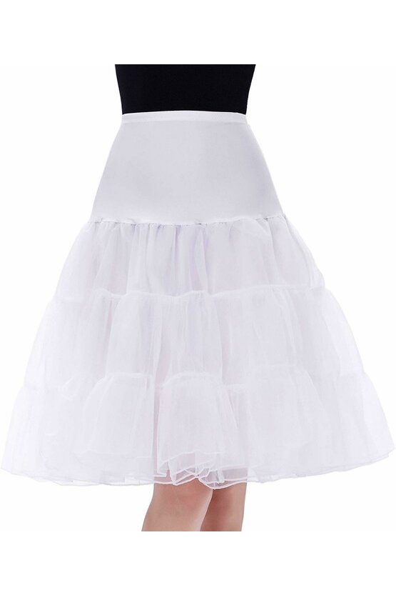 Jupa alba cu talie elastica 4454