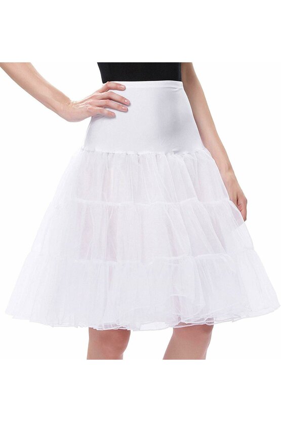 Jupa alba cu talie elastica 4484