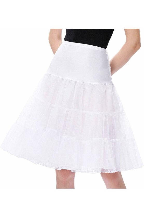 Jupa alba cu talie elastica 4487