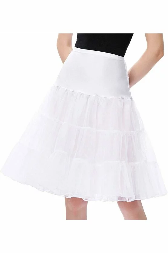 Jupa alba cu talie elastica 4487