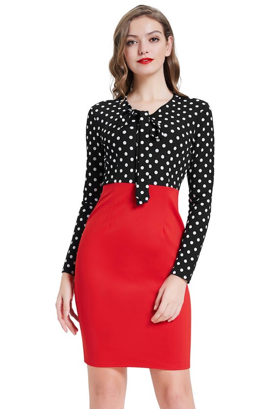 Rochie Atena rosu-negru 3809