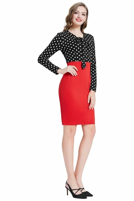 Rochie Atena rosu-negru 3827
