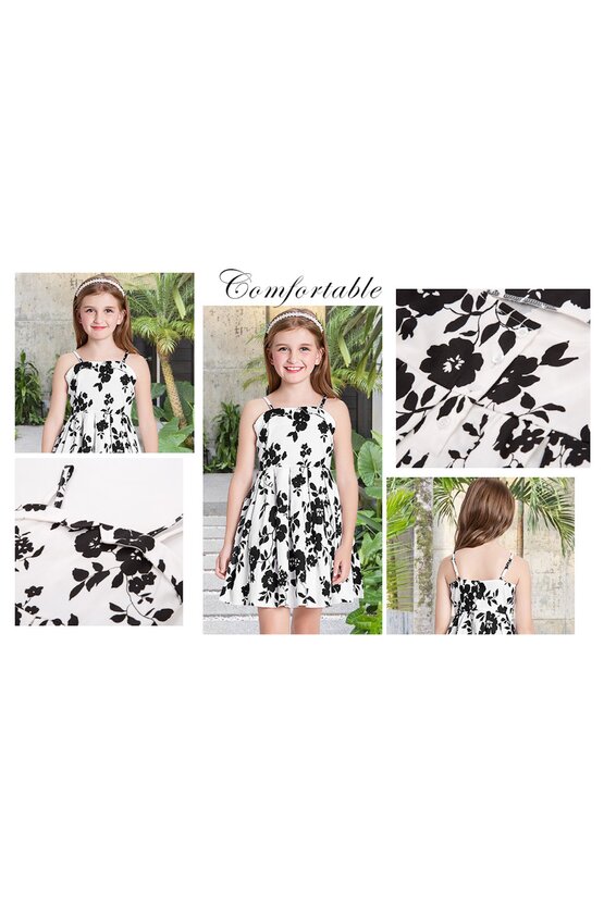 Rochie Clara alba cu flori negre 5195