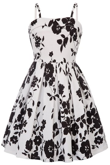 Rochie Clara alba cu flori negre