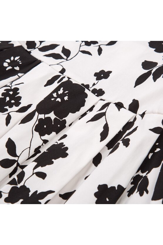 Rochie Clara alba cu flori negre 5210