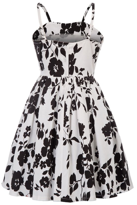 Rochie Clara alba cu flori negre 5222