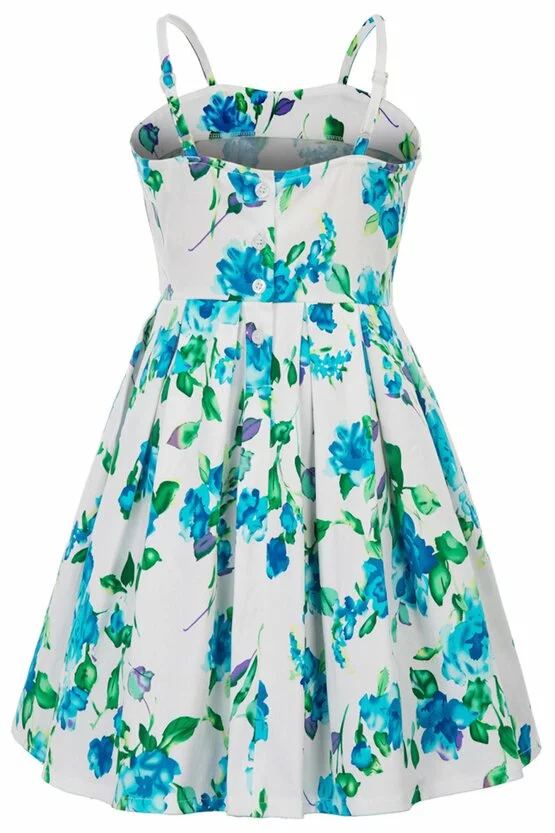Rochie Clara cu flori verzi albastre 5234