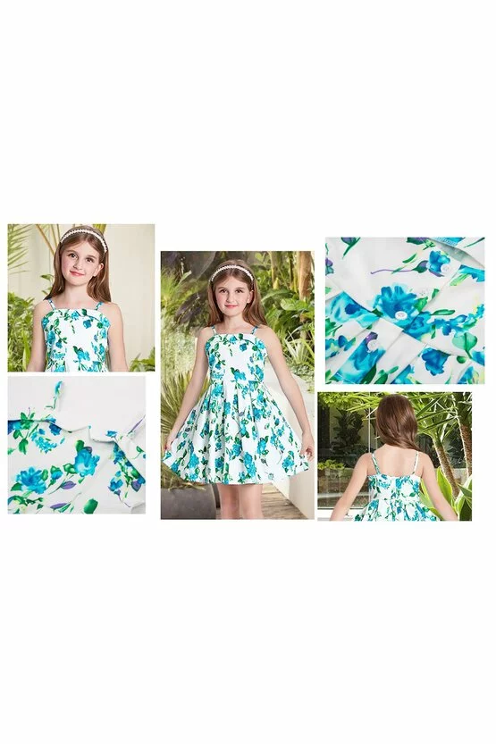 Rochie Clara cu flori verzi albastre 5240