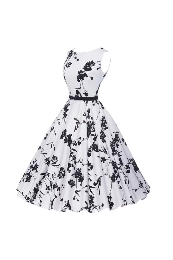 Rochie Cleo albă cu flori negre 7250