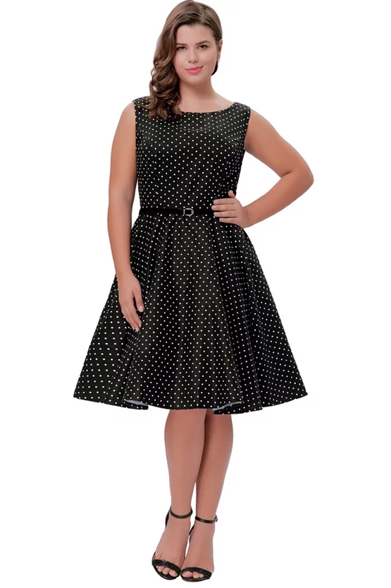 Rochie Cleo neagră cu buline albe 7211