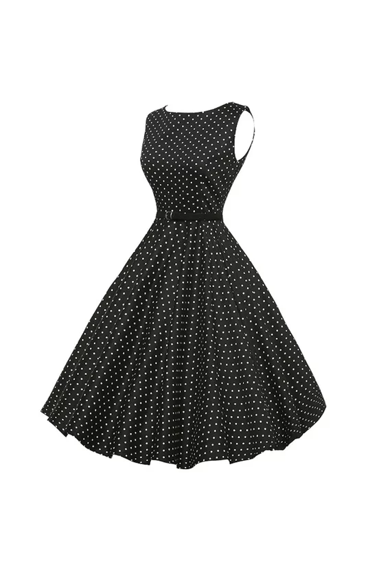 Rochie Cleo neagră cu buline albe 7214