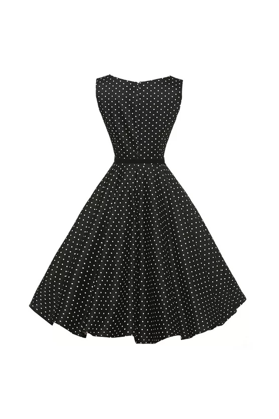 Rochie Cleo neagră cu buline albe 7217