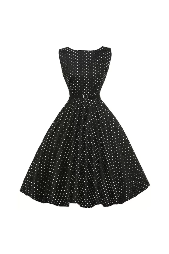 Rochie Cleo neagră cu buline albe 7220