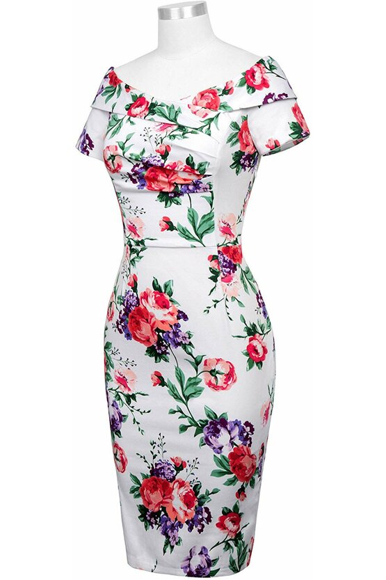 Rochie Elena alb floral 2759