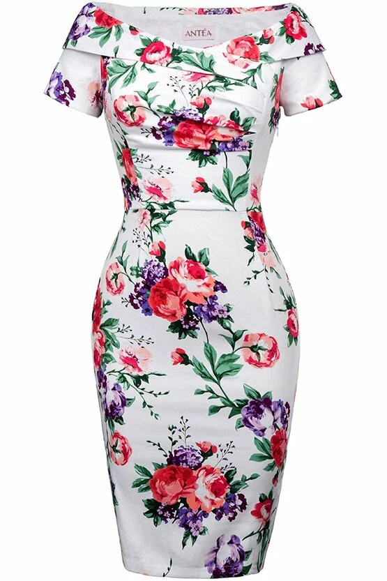 Rochie Elena alb floral 5723