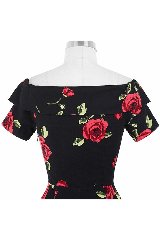 Rochie Elena negru floral 2717