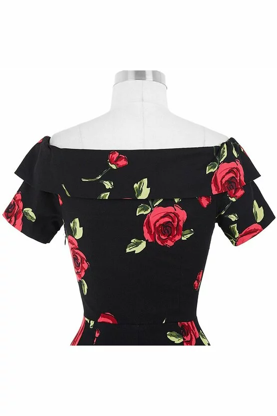 Rochie Elena negru floral 2717