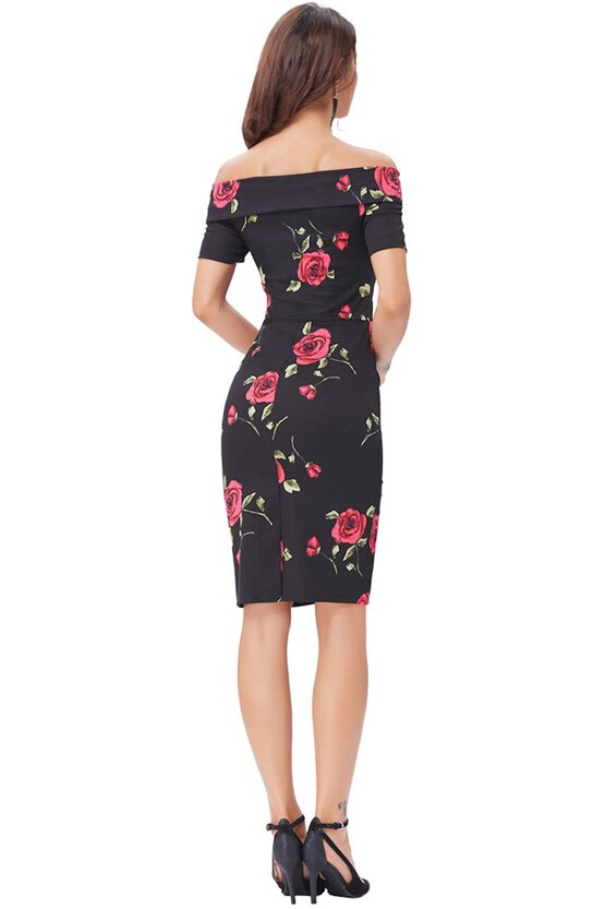 Rochie Elena negru floral 2732