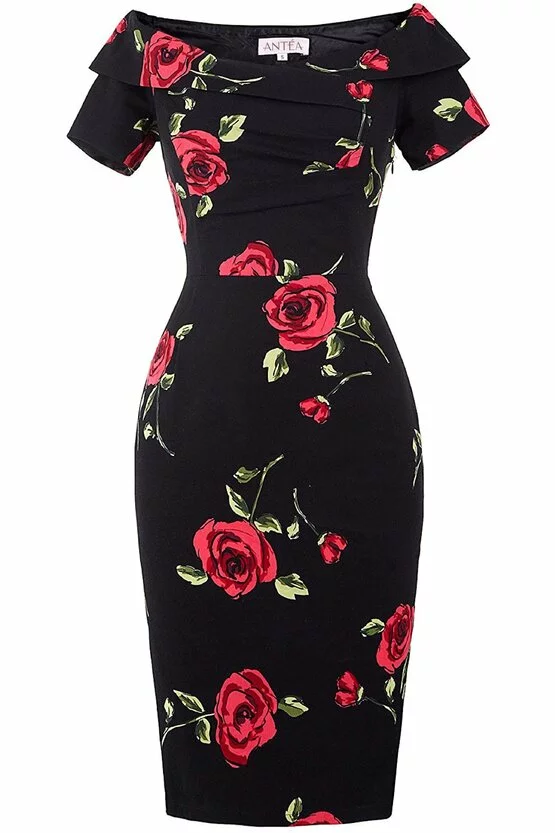 Rochie Elena negru floral 5717