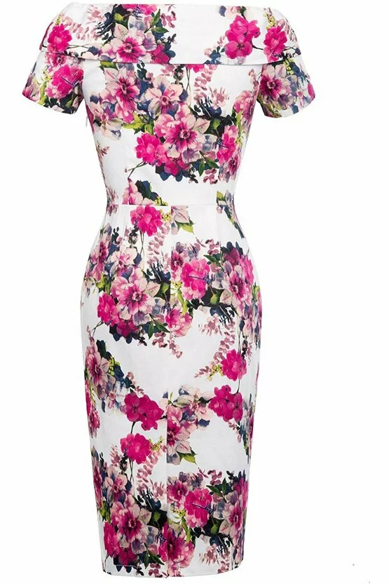Rochie Elena roz floral 2786