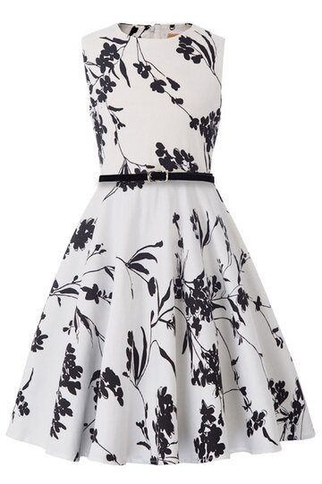 Rochie Ioana alba cu flori negre
