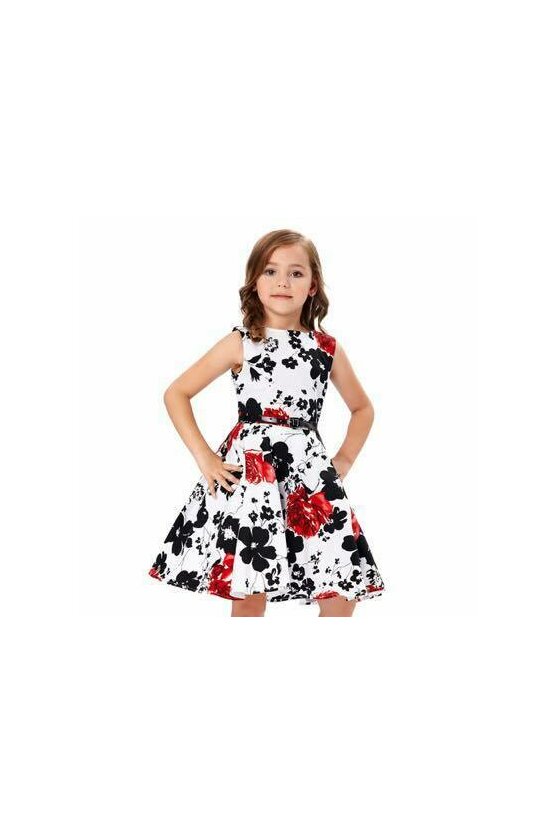 Rochie Ioana cu flori negre si rosii 5315