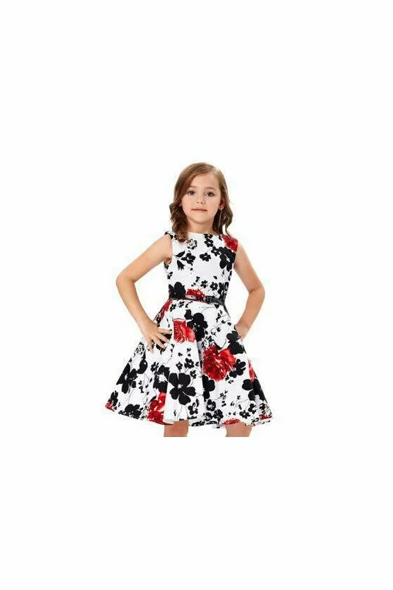 Rochie Ioana cu flori negre si rosii 5315