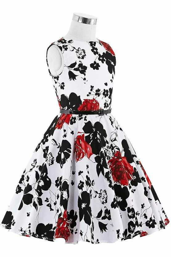 Rochie Ioana cu flori negre si rosii 5321