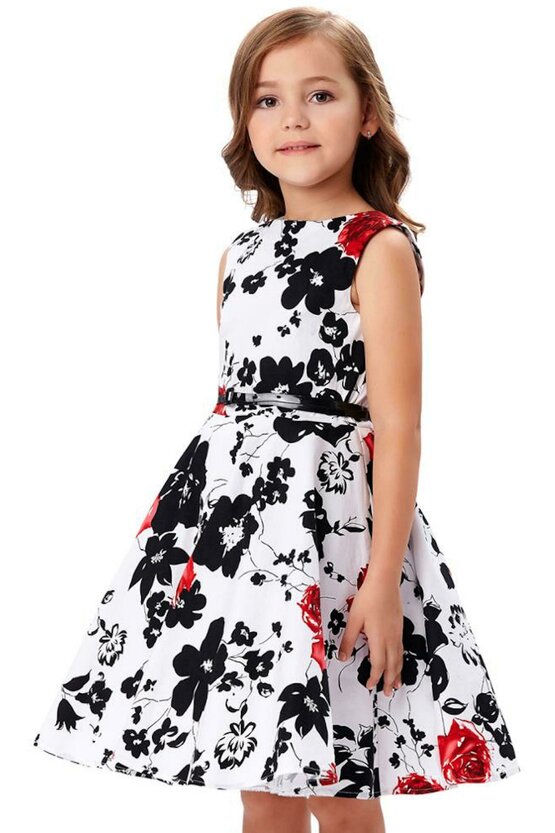 Rochie Ioana cu flori negre si rosii 5336