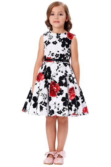 Rochie Ioana cu flori negre si rosii
