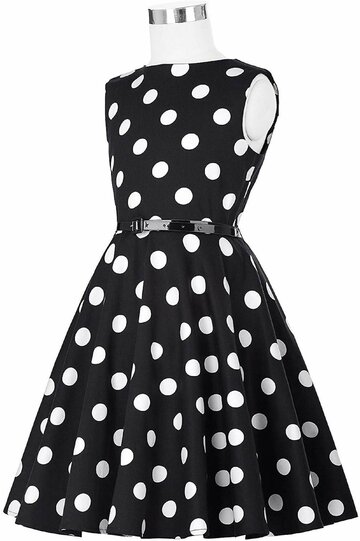 Rochie Ioana neagra cu buline albe