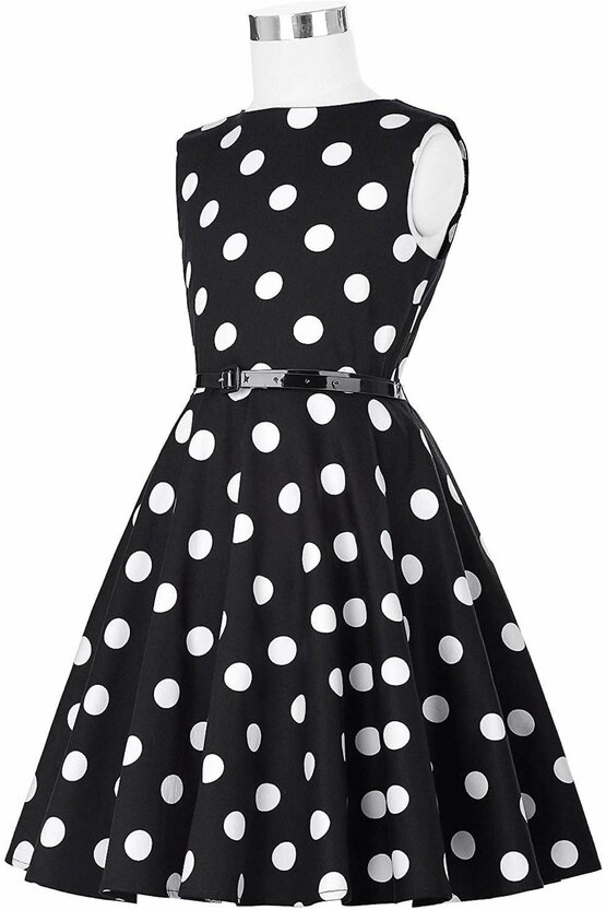 Rochie Ioana neagra cu buline albe 5396