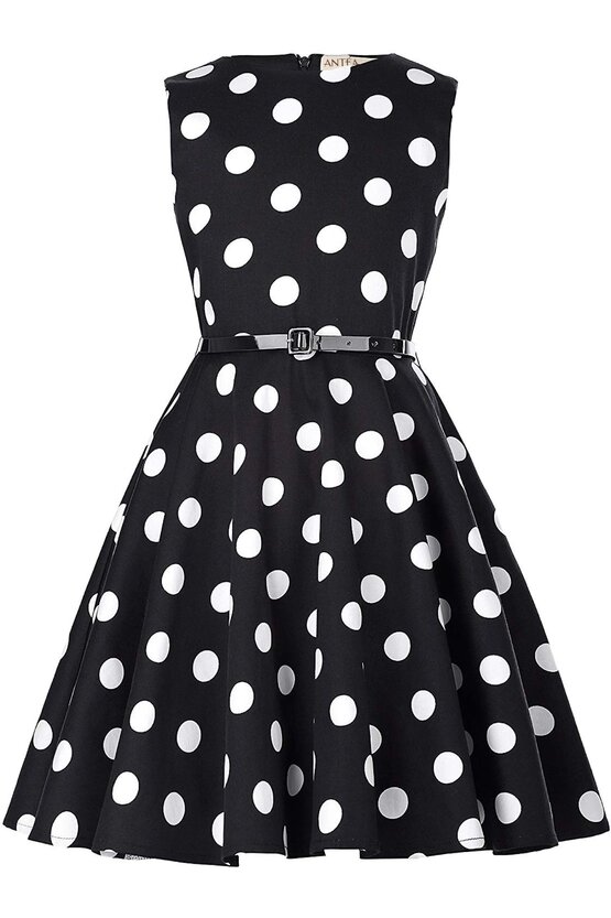 Rochie Ioana neagra cu buline albe 5930