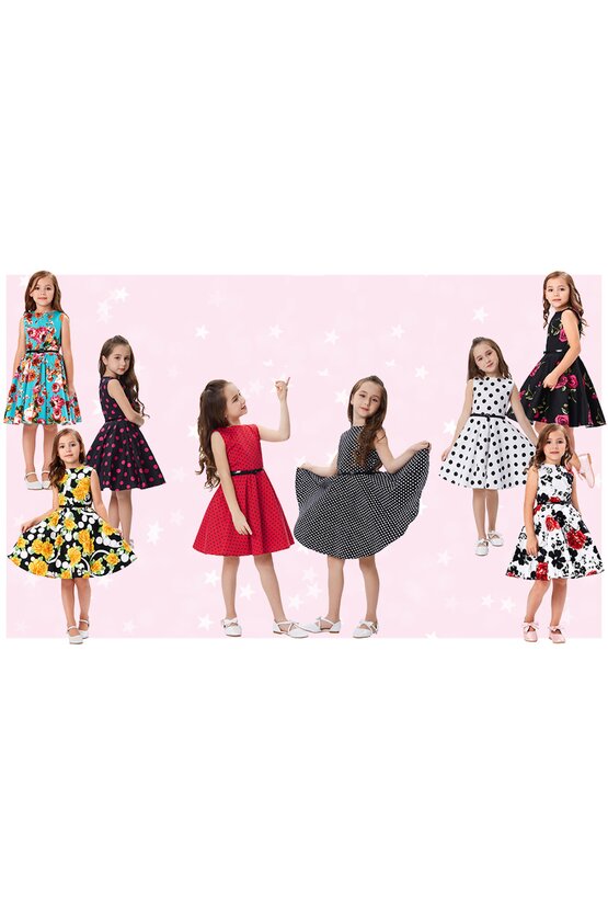 Rochie Ioana rosie cu buline negre 5420