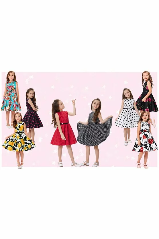 Rochie Ioana rosie cu buline negre 5420