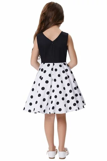Rochie Karina alba cu buline negre