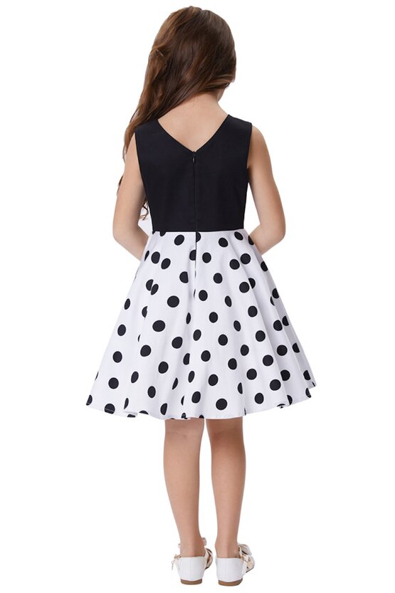 Rochie Karina alba cu buline negre 5084