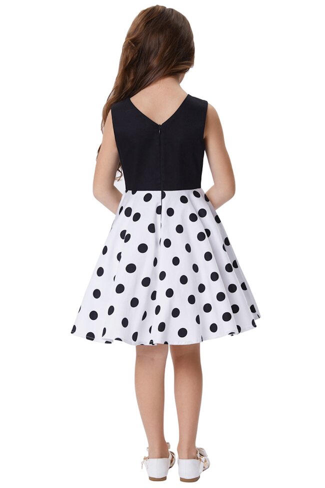 Rochie Karina alba cu buline negre