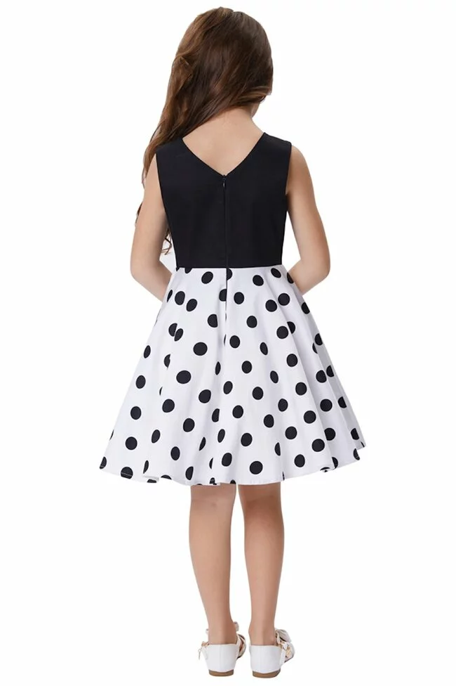 Rochie Karina alba cu buline negre