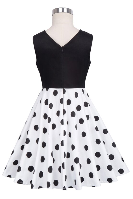 Rochie Karina alba cu buline negre 5090