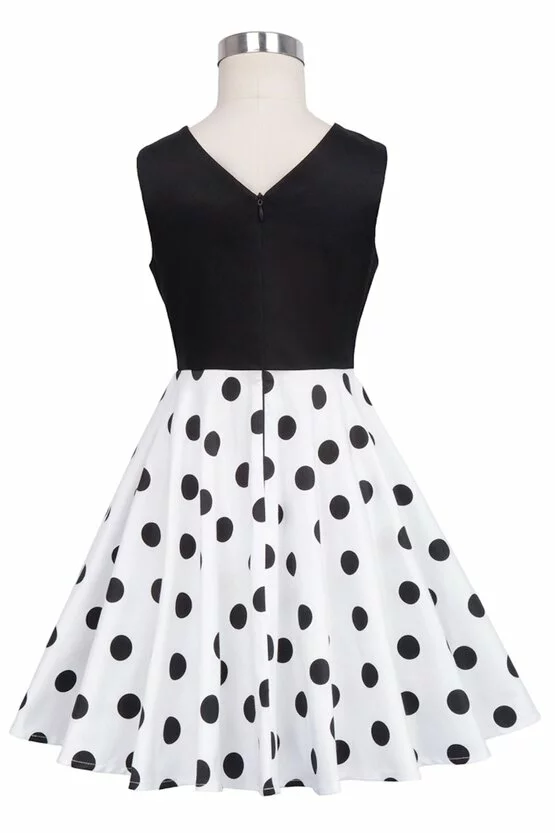 Rochie Karina alba cu buline negre 5090