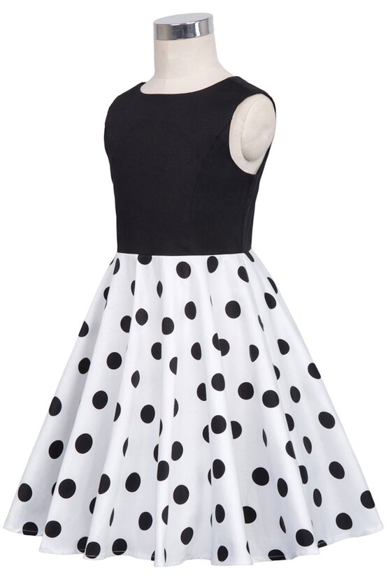 Rochie Karina alba cu buline negre 5093