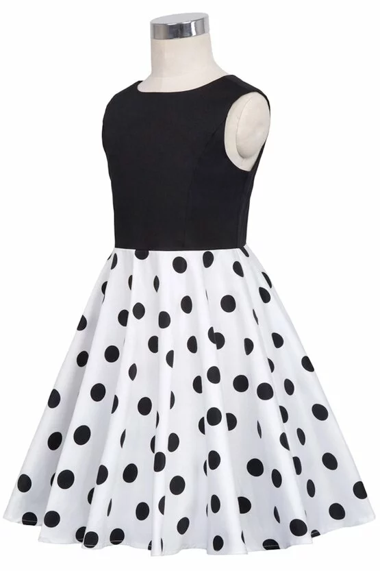Rochie Karina alba cu buline negre 5093