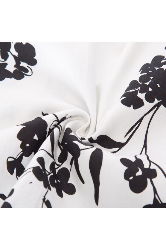 Rochie Karina alba cu flori negre 5168