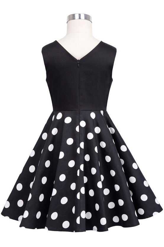 Rochie Karina neagra cu buline albe 5057