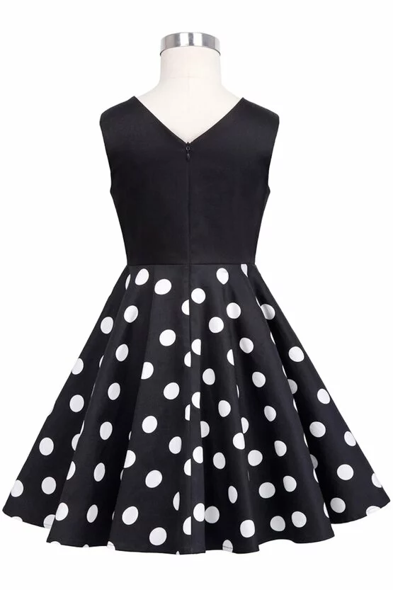 Rochie Karina neagra cu buline albe 5057