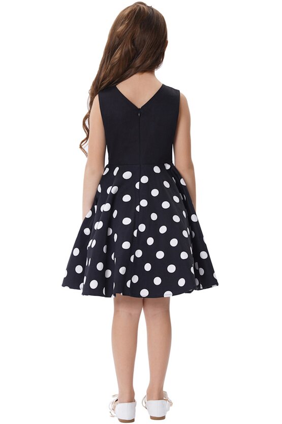 Rochie Karina neagra cu buline albe 5060